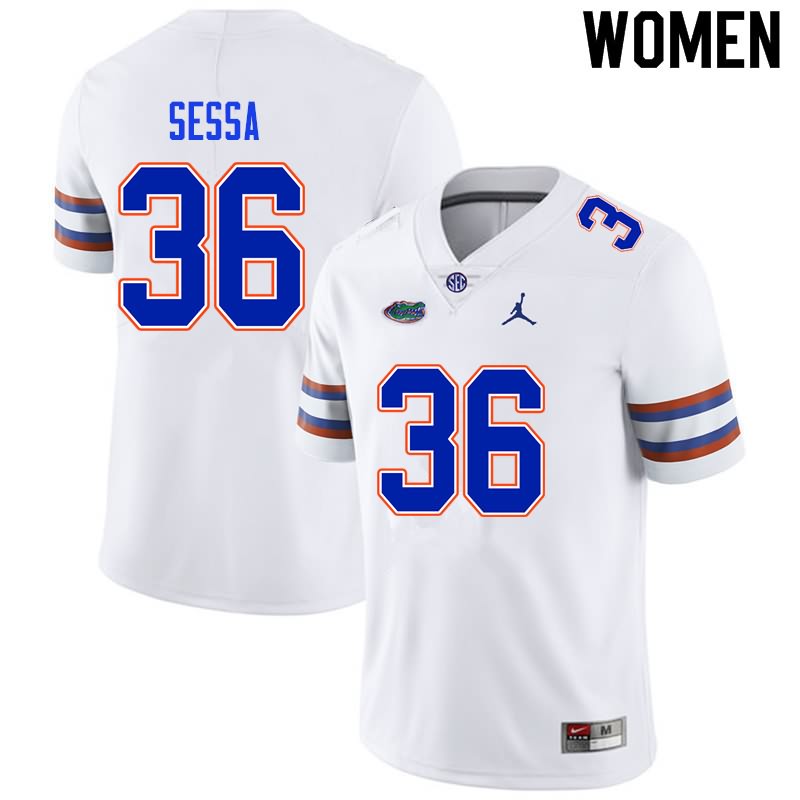 NCAA Florida Gators Zack Sessa Women's #36 Nike White Stitched Authentic College Football Jersey KTB4864NT